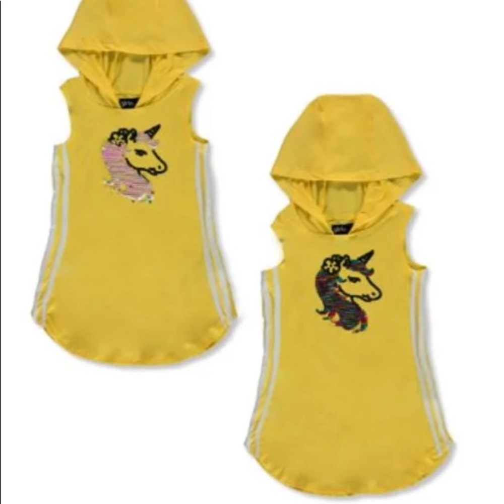 GIRLS' HOODED SEQUIN JERSEY DRESS